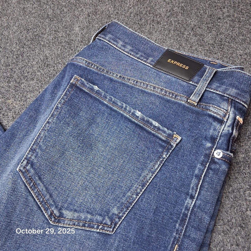 Express Selvedge Button Fly Jeans Womens Size 14 R Straight Ankle High‎ Rise